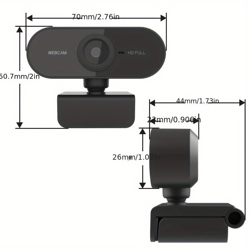 1080p Rotatable USB Webcam with Microphone for PC Mac Laptop for Remote Meetings