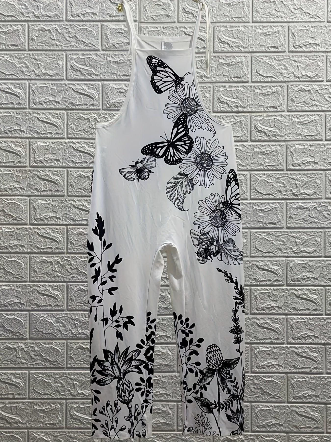 Plus Size Women's Floral Print Sleeveless Jumpsuit Midi Pants Beach Casual