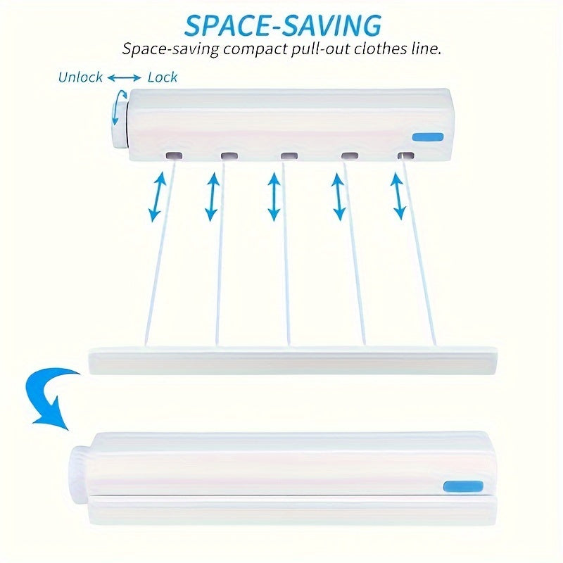 Retractable Clothesline 3.75M Indoor Laundry Line for Clothes Towels and Pants