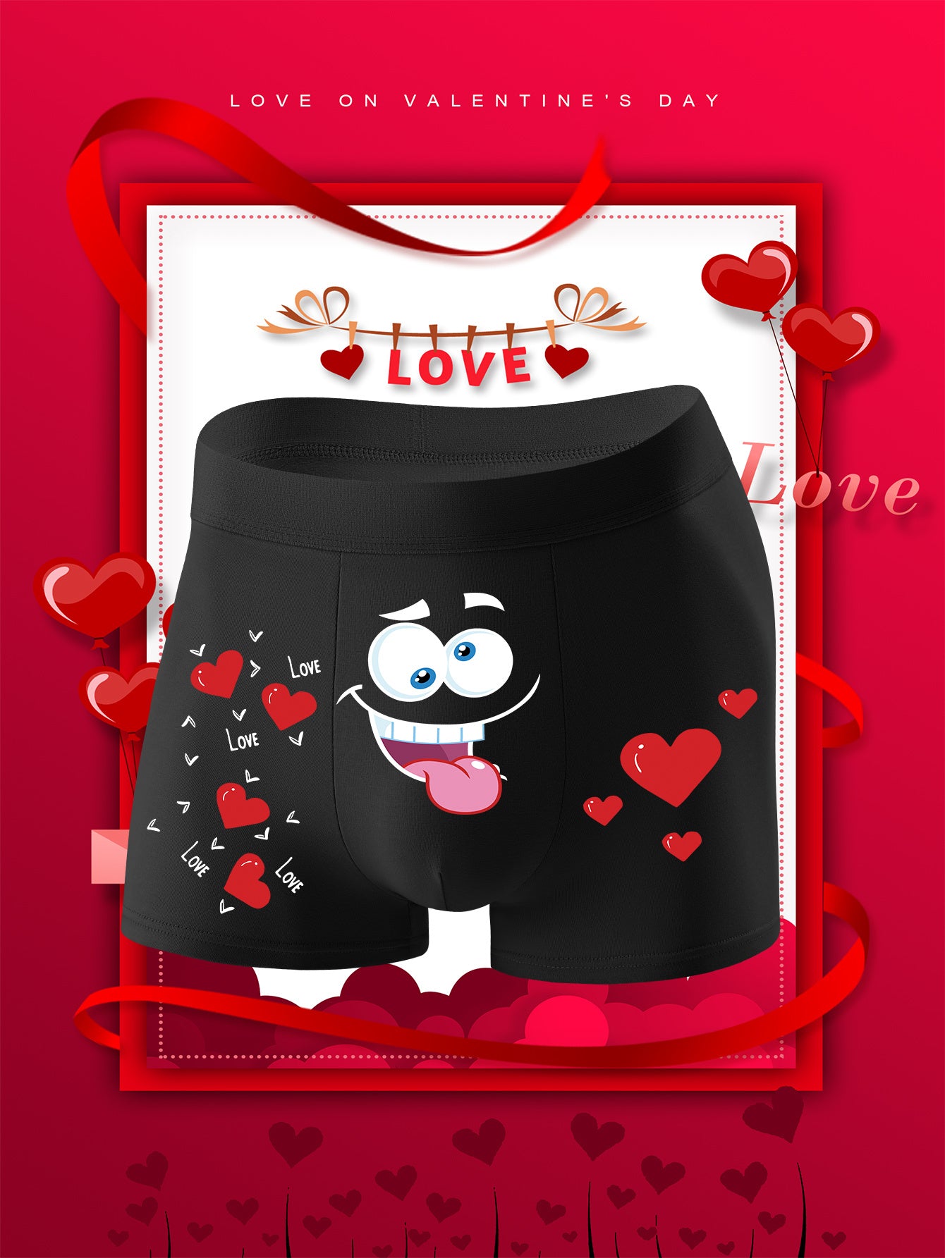 Men's Boxer Shorts I Love You My Girlfriend Heart Print Breathable Elastic Casual Underwear