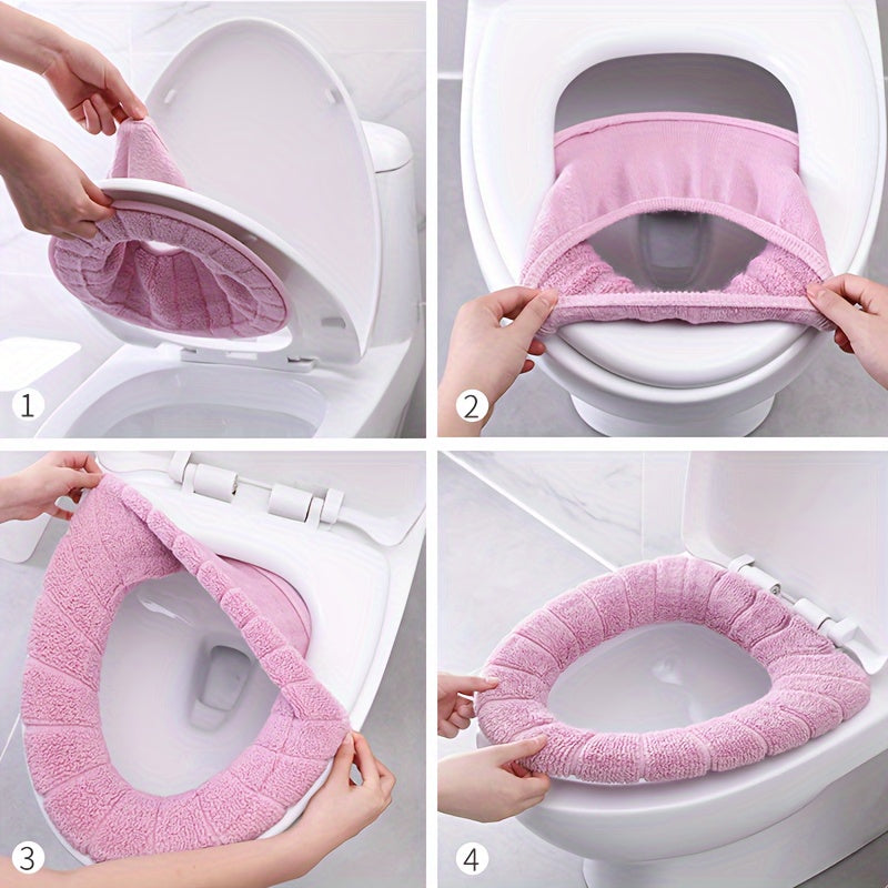 Unisex Plush Warm Toilet Seat Cover Adjustable Soft Machine Washable