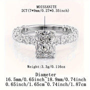 Women’s 2ct Moissanite Engagement Ring Silver April Birthstone Wedding Anniversary Gift