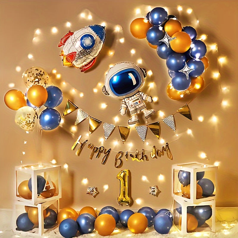 Large Space Balloons with Astronaut Rocket UFO Designs for Birthday Party Decorations