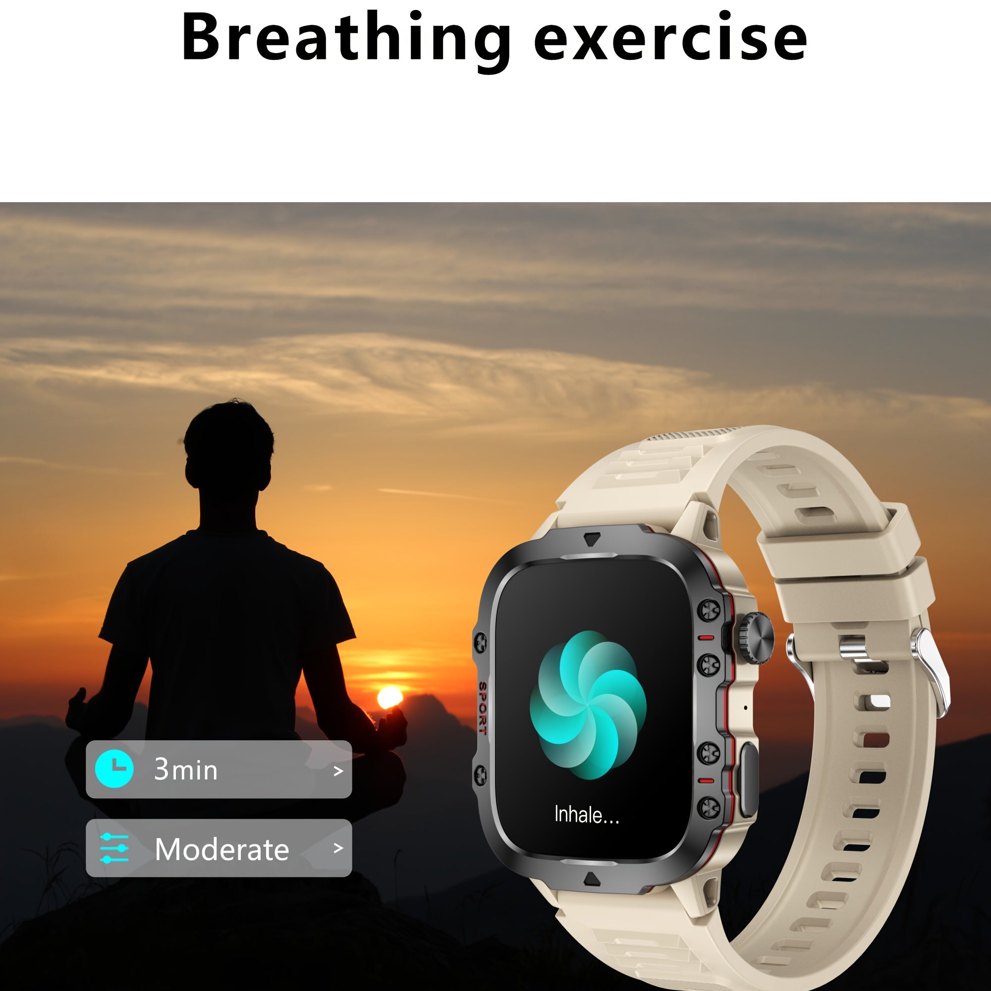 Men's Smart Watch with Voice Assistant IP67 Water Resistance Sports Strap 100+ Exercise Modes