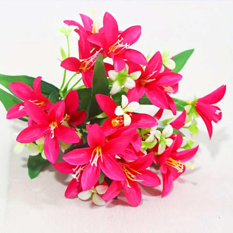 Ramo de lirios artificiales con 18 cabezas, azul y blanco, decoración para bodas, hogar y accesorios para fotografía