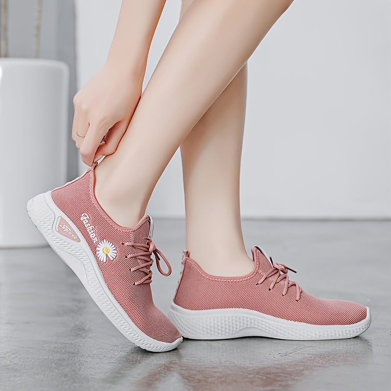 Women’s Breathable Fabric Sneakers with EVA Sole Black and White Lightweight Walking Shoes