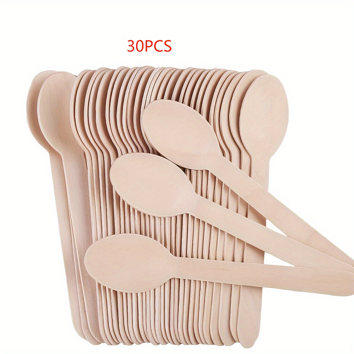 Одноразовые ложки из берёзовой древесины, упаковка по 10, 30, 50, 100 штук для дегустации и сервировки