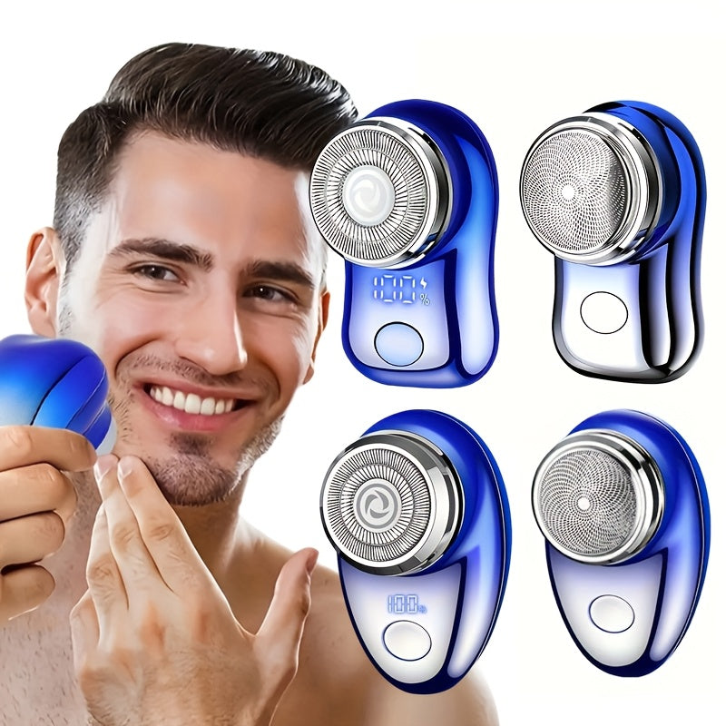 Карманный роторный бритва с LED-дисплеем, перезаряжаемый через USB, моющаяся стальная лезвие