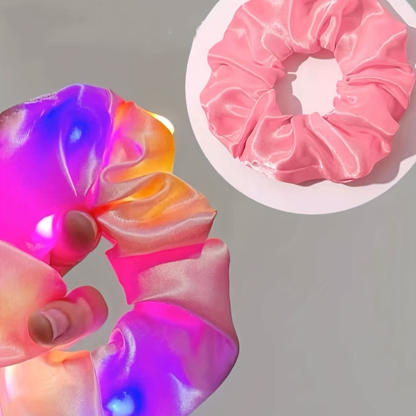 Set of 6 Neon LED Hair Scrunchies in Various Colors Light Up Hair Ties for Women at Parties and Festivals