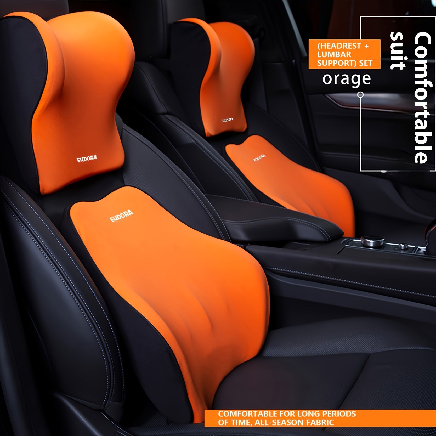 Conjunto de comodidad para asiento de coche con reposacabezas de espuma viscoelástica, almohada para el cuello y soporte lumbar