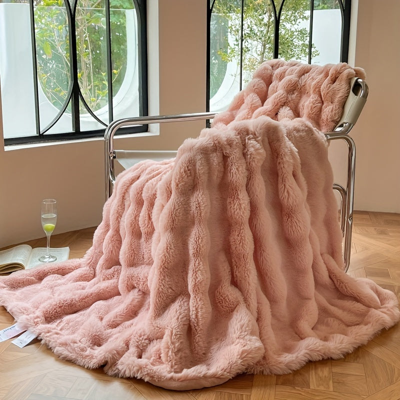 Faux Fur Blanket Soft Warm All-Season for Bedroom Office Travel and Home Decor