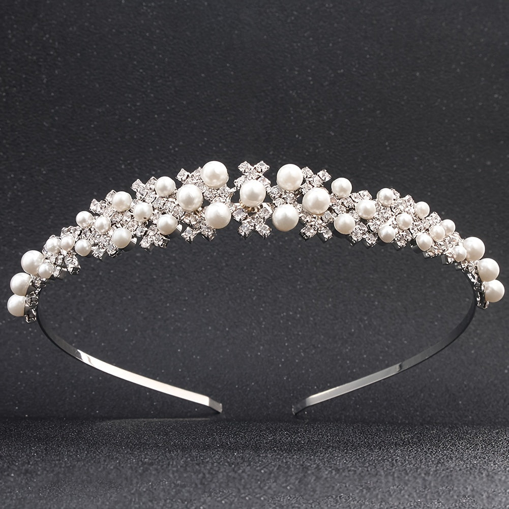 Faux Pearl and Rhinestone Hairband for Weddings Parties and Cosplay