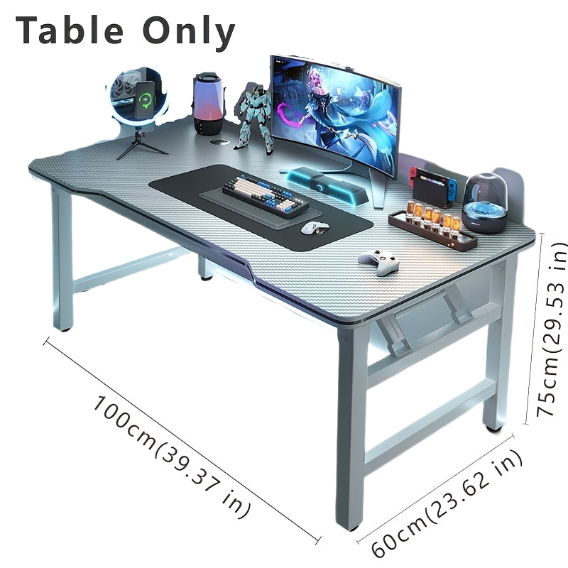 Modern Foldable Metal Desk with Fiber Texture Design for Home and Office Use