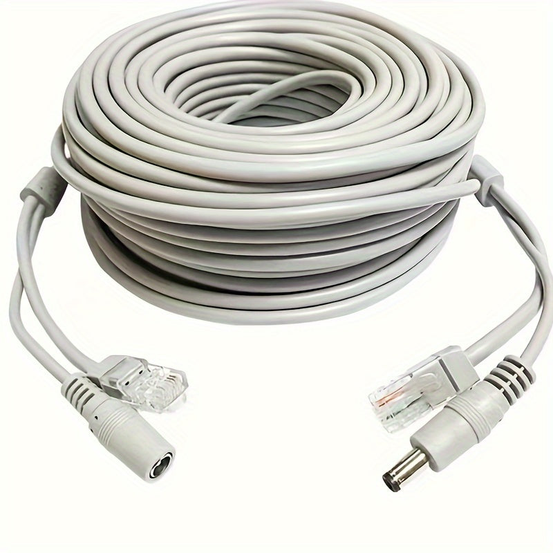 Cable Ethernet CCTV de cobre puro con conector RJ45 y alimentación DC, 10M 20M gris