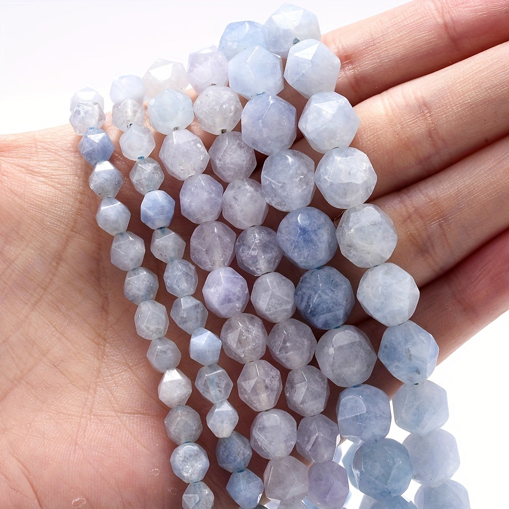 Faceted Natural Aquamarine Beads 6/8/10mm for Jewelry Making and Accessories