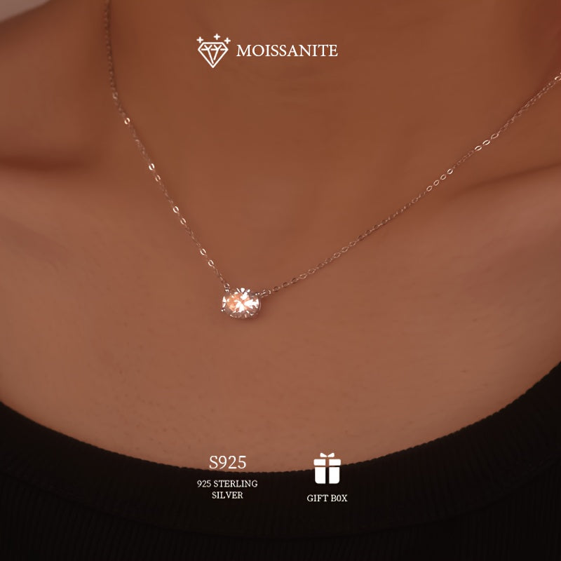 Sterling Silver Moissanite Oval Necklace 1ct 2ct 3ct Engagement Wedding Gift