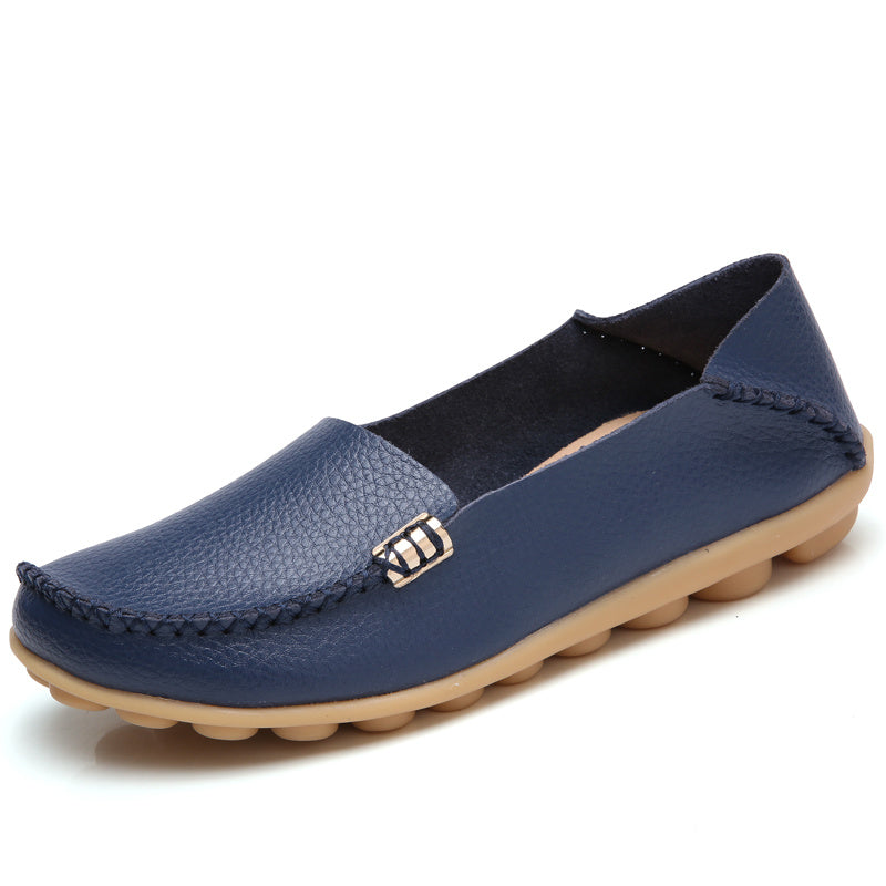 Women's Soft Leather Moccasin Shoes Lightweight Penny Loafers Solid Casual
