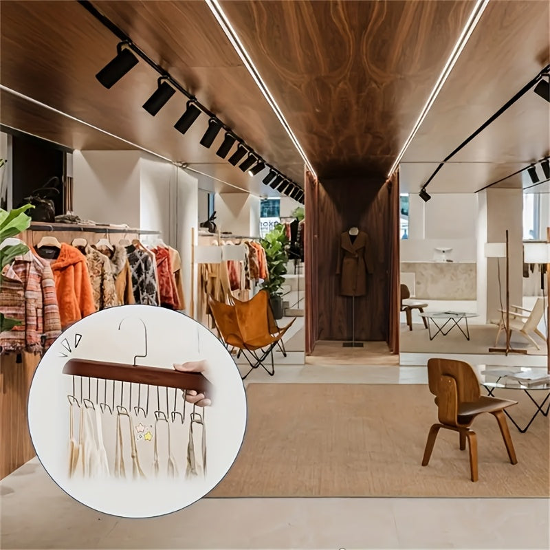 8 ta tutqichi bilan ko'p maqsadli qattiq yog'och kiyim osgichi ichki kiyim, ko'ylaklar, bog'ichlar va kiyimlarni saqlash uchun. Kiyim do'konlarida yoki kiyim quritish stendi sifatida foydalanish uchun ideal.