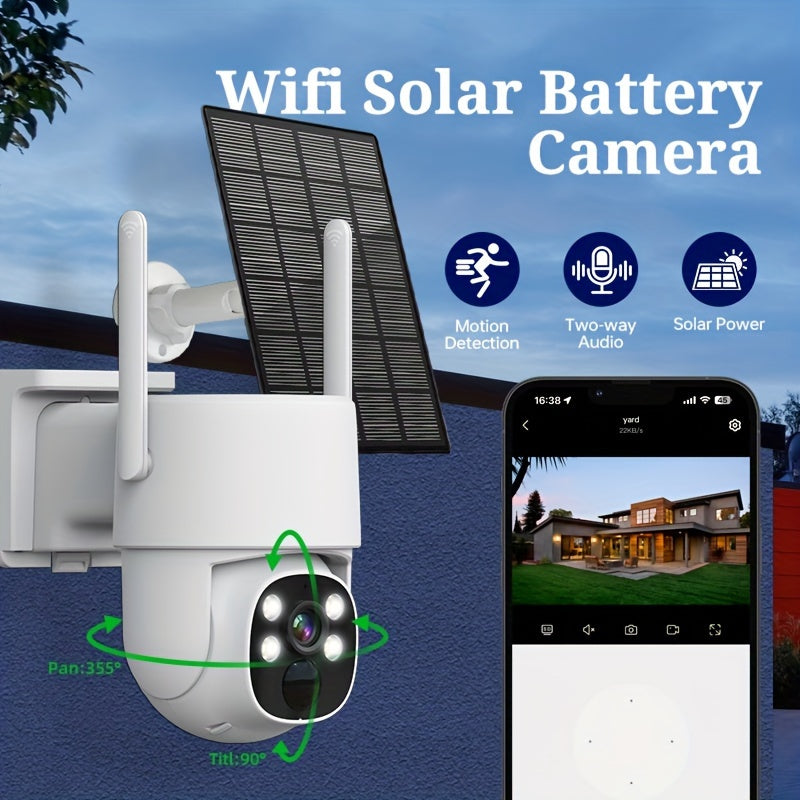 Wireless Security Camera with Solar Power 4MP WiFi Battery-Powered Motion Detection Waterproof IP65
