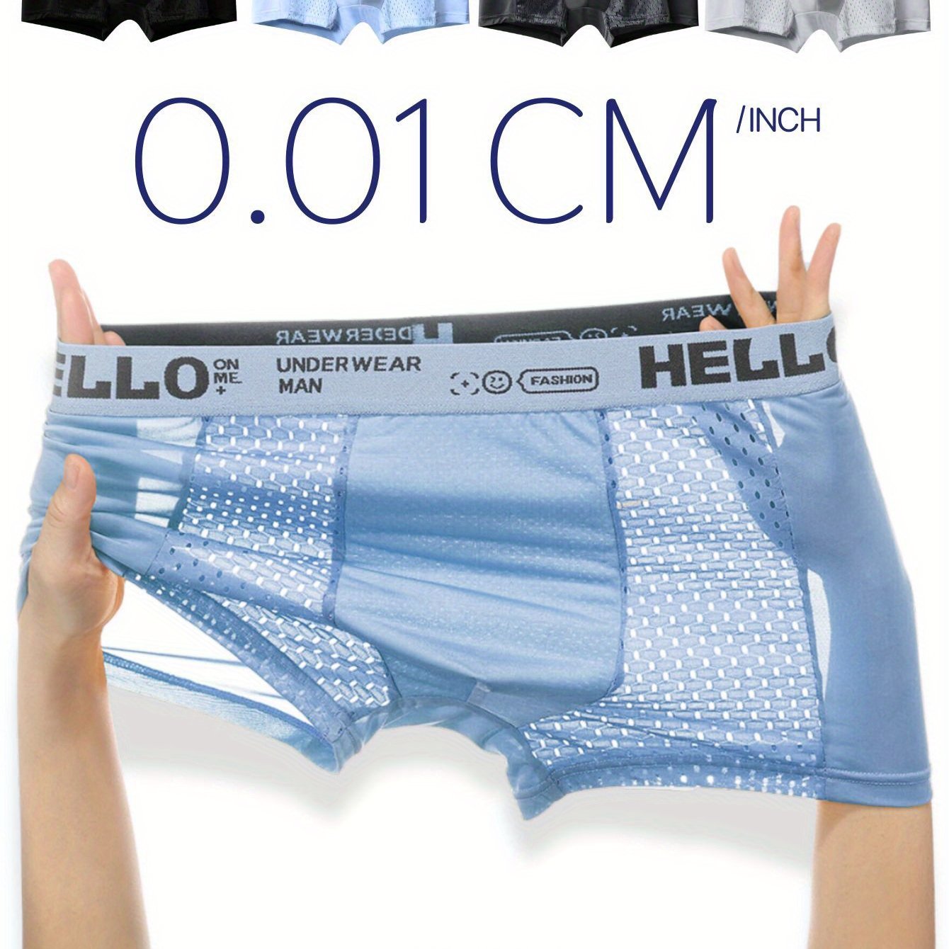 Men's Breathable Mesh Square Pants in Black Gray Blue with Creative Waistband