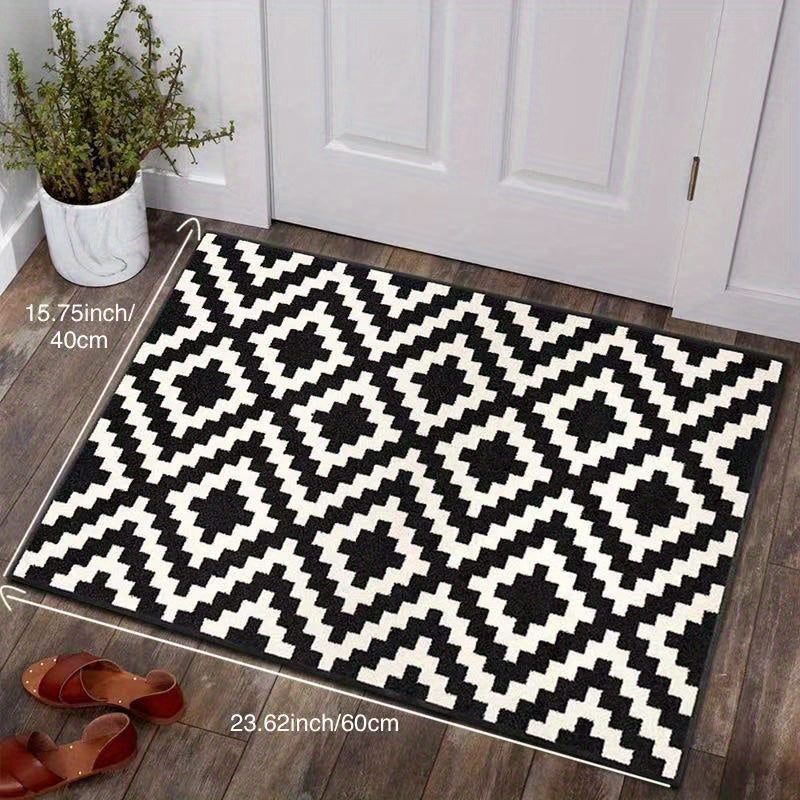 Plaid Doormat Non-Slip Stain-Resistant Entryway Rug with Velvet Backing
