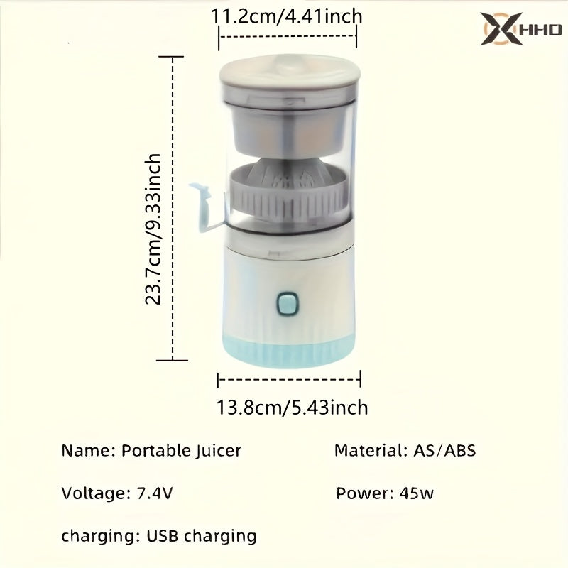 Exprimidor de cítricos recargable por USB portátil con extracción y separación automáticas Blanco Azul celeste