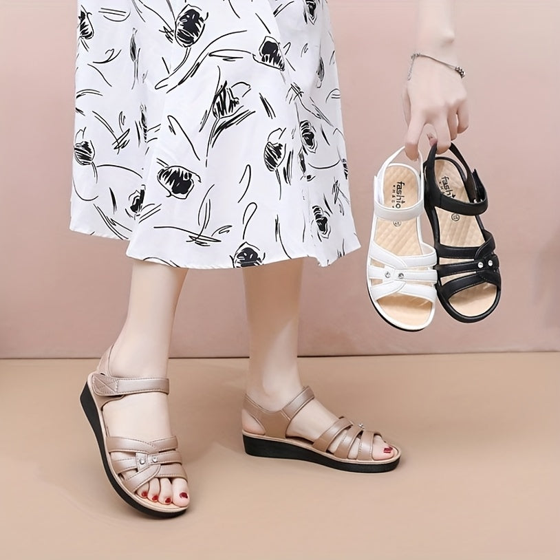 Women's Breathable EVA Sandals Open-Toe Flat Heel Adjustable Straps Casual Summer Shoes