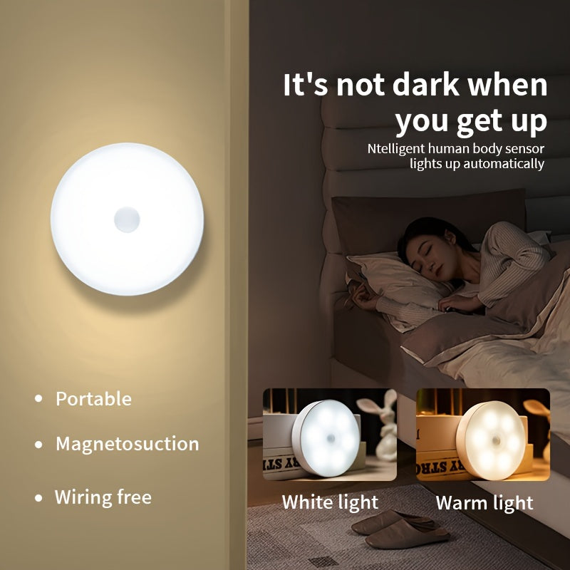 Motion Sensor Night Lights Warm and Cold White Adjustable Brightness for Bedroom Stairs Cabinets Wardrobe