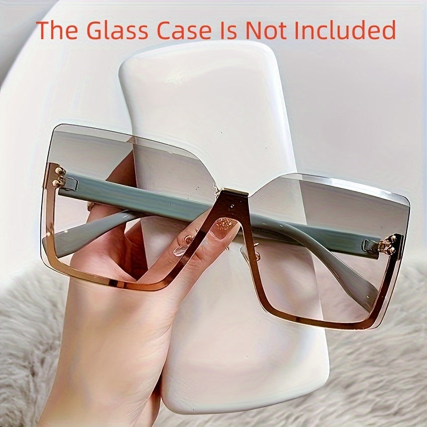 Women Semi-Rimless Fashion Glasses with Gradient Lenses for Driving and Casual Wear