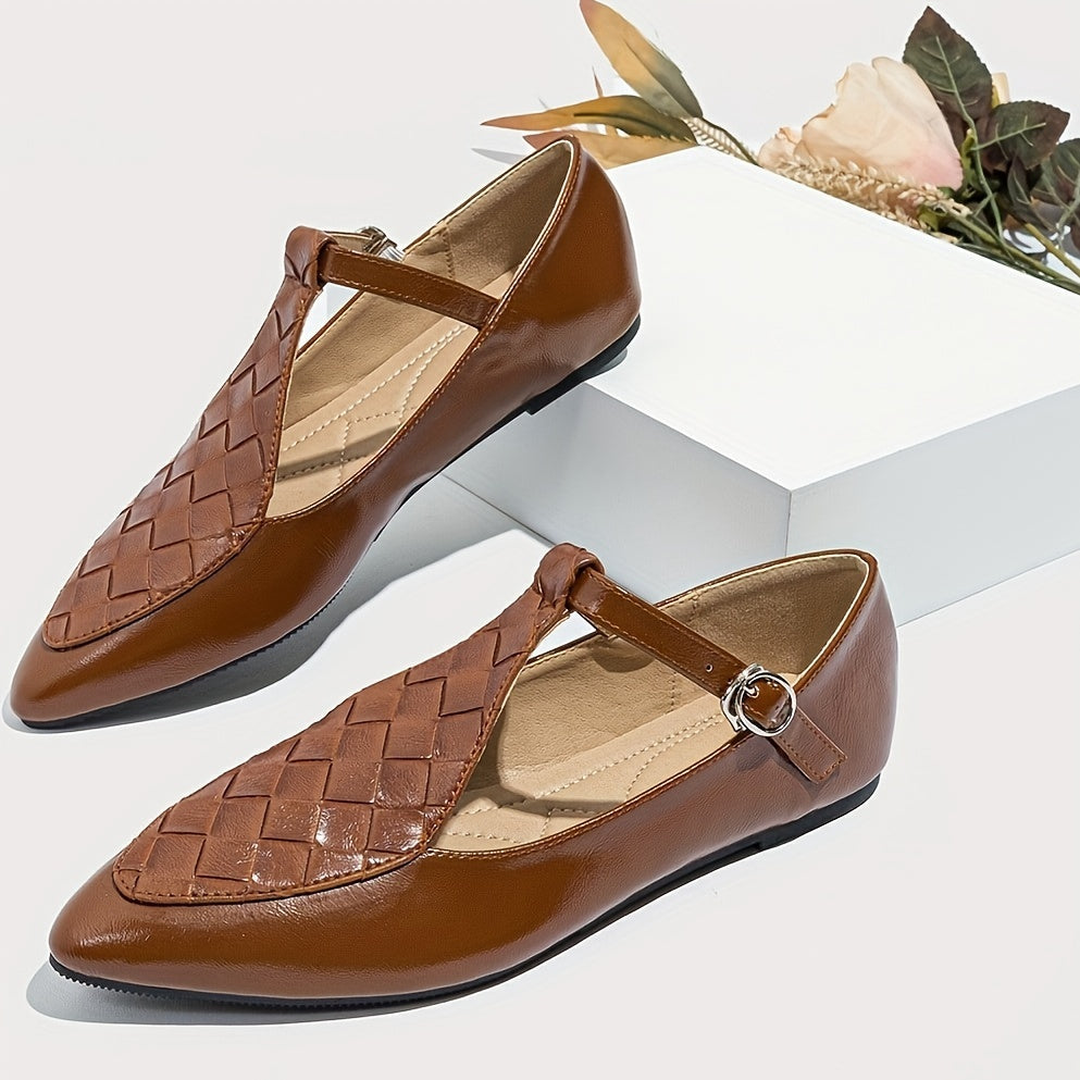 Women's Black Faux Leather Slip-On Loafers with Gold Buckle