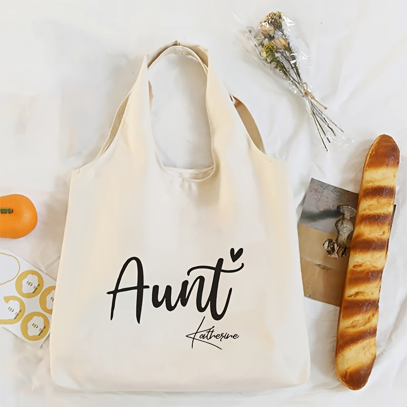 Stylish Aunt Tote Bag Canvas White Foldable Machine Washable Gift for Aunts