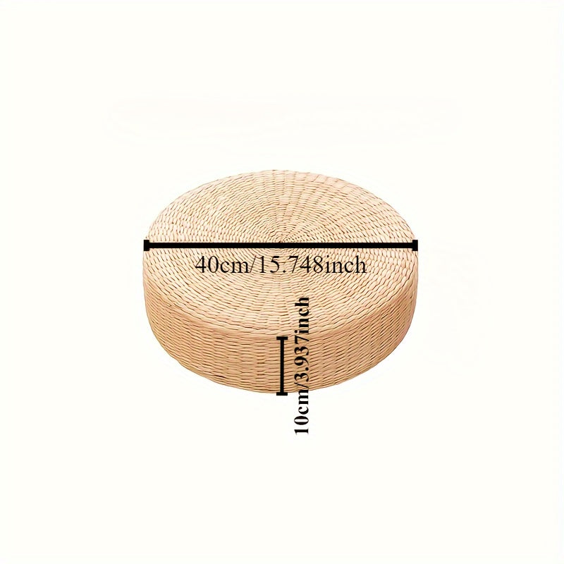 Handmade Round Grass Cushion with Tray Eco-Friendly Dandelion Fiber Bay Window Tatami Seating