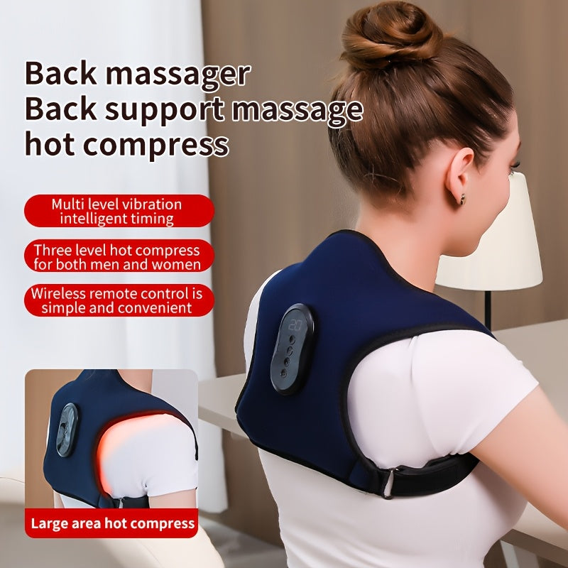 Portable Electric Back Massager with Heating Vibration Modes Wireless Remote