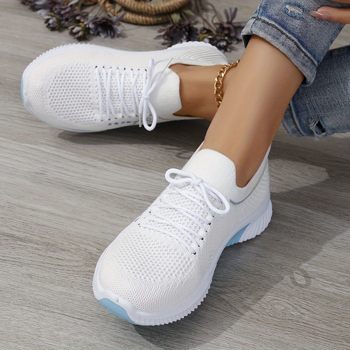 Women's Lightweight Knitted Sneakers for Running and Walking Outdoor Sports