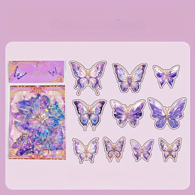 20-Pack Pink Crystal Butterfly Stickers for Scrapbooking DIY Home Office Decor
