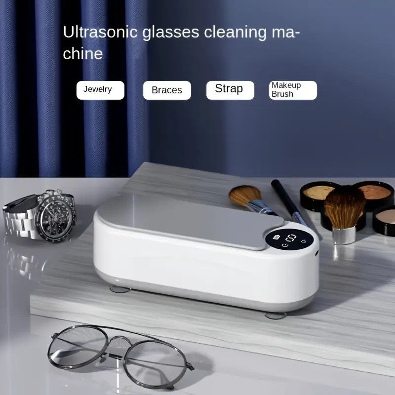 White Portable Jewelry and Glasses Cleaner Vibration-Based Chemical-Free Non-Woven Home Use