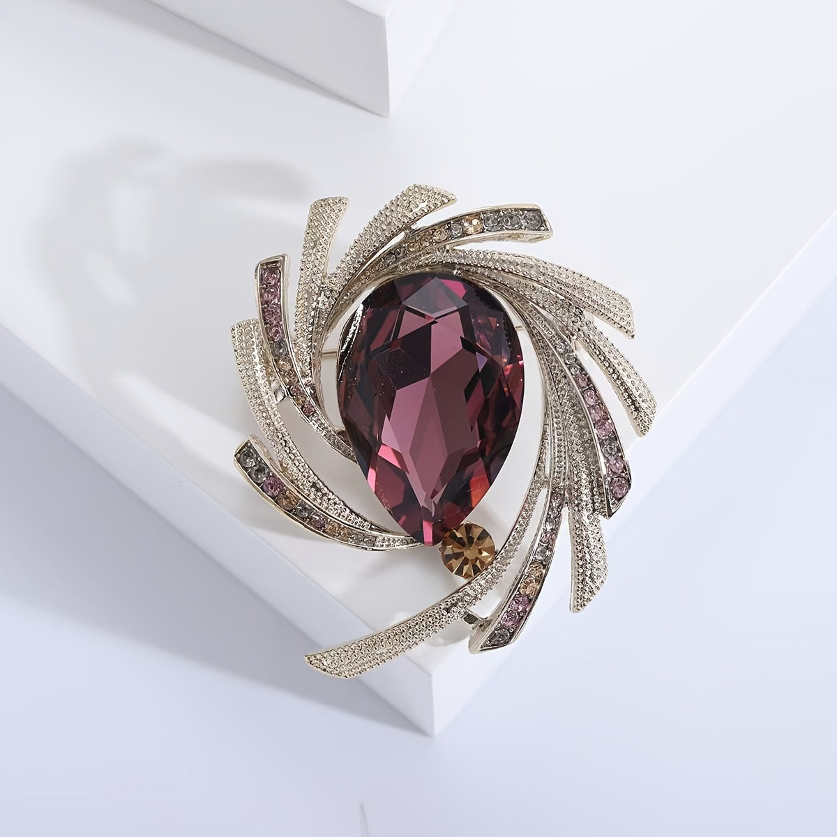 Элегантная брошь-цветок в форме слезы с rhinestones, сплав, украшение для женщин, платье, пальто, аксессуары