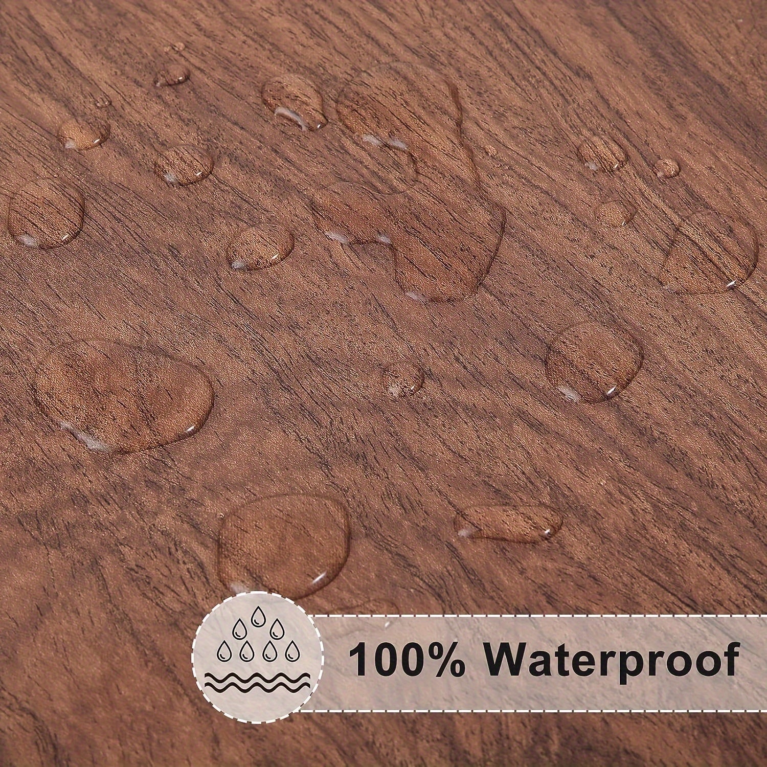 Vinyl Tablecloth with Wood Grain Design Waterproof Elastic Fit for Indoor Outdoor Dining