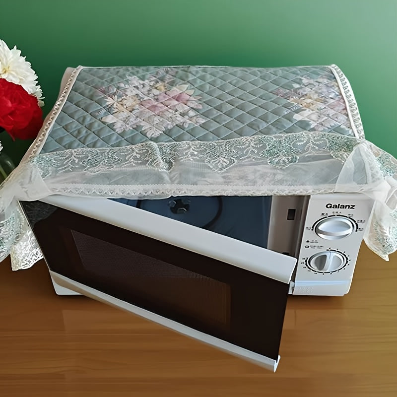 Европейская кружевная вышитая крышка для микроволновки с цветочным узором, зеленые листья, пылезащитная