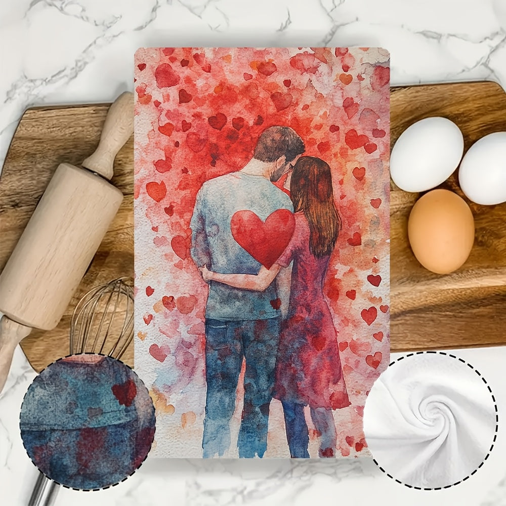 Set of 2 Ultra Soft Kitchen Towels 16x24 Inches Highly Absorbent Dish Hand Towels