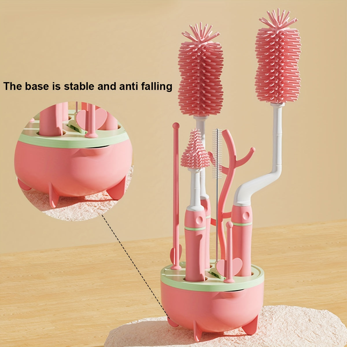 Juego de 8 cepillos para biberones con soporte para drenaje, chupete y cepillo para pajillas para limpieza del hogar