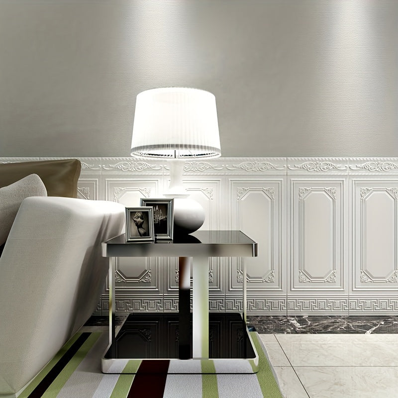 5pcs 3D Textured Self-Adhesive Wall Panels Shapes and Stripes Waterproof Moisture-Proof Wainscot Board for Bedroom