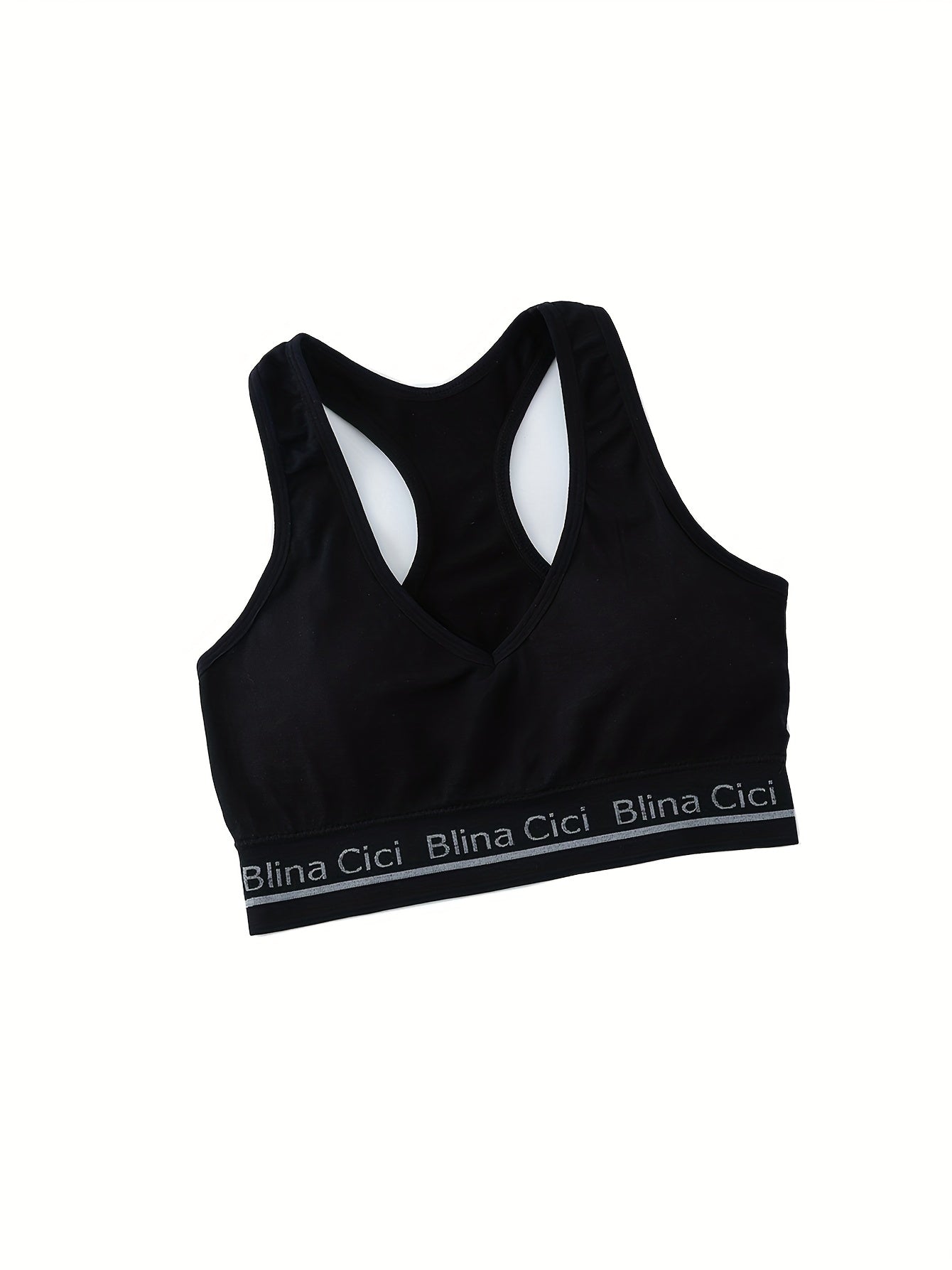 Women's Lingerie Set Letter Print Bra and Panties Racerback Sports Bra Elastic Panties