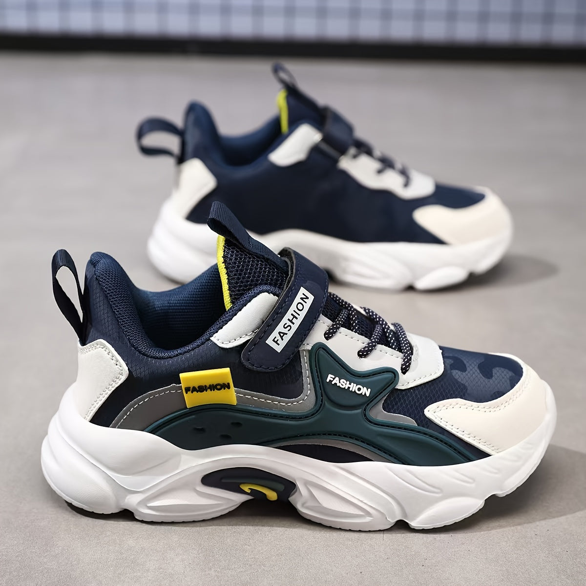 Boys Athletic Sneakers Waterproof Breathable Mesh Casual Sports Shoes Black Teal