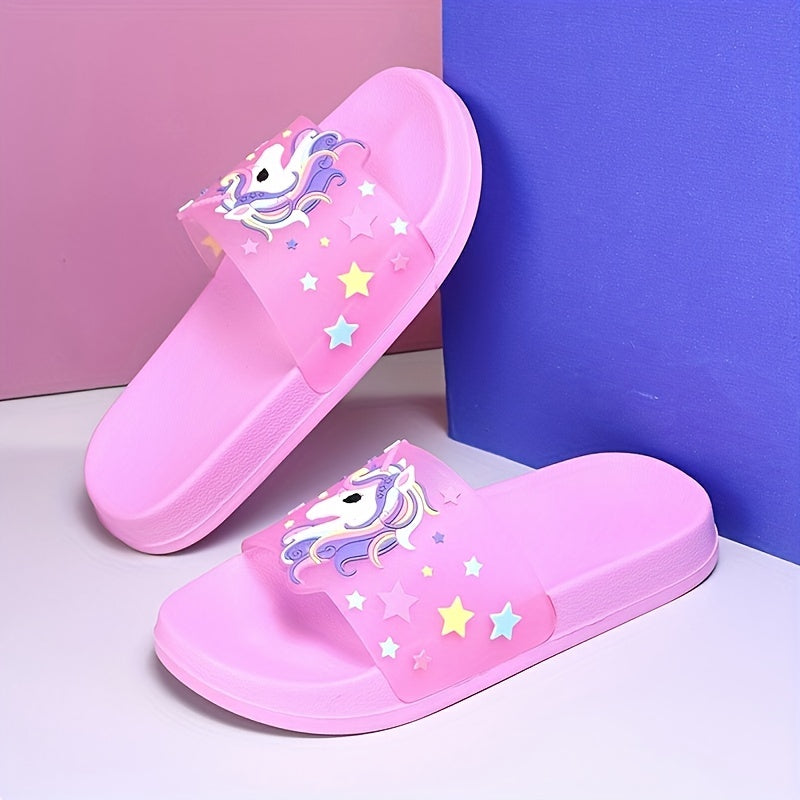 Girls Unicorn Slippers EVA Open Toe All-Season Casual Slide