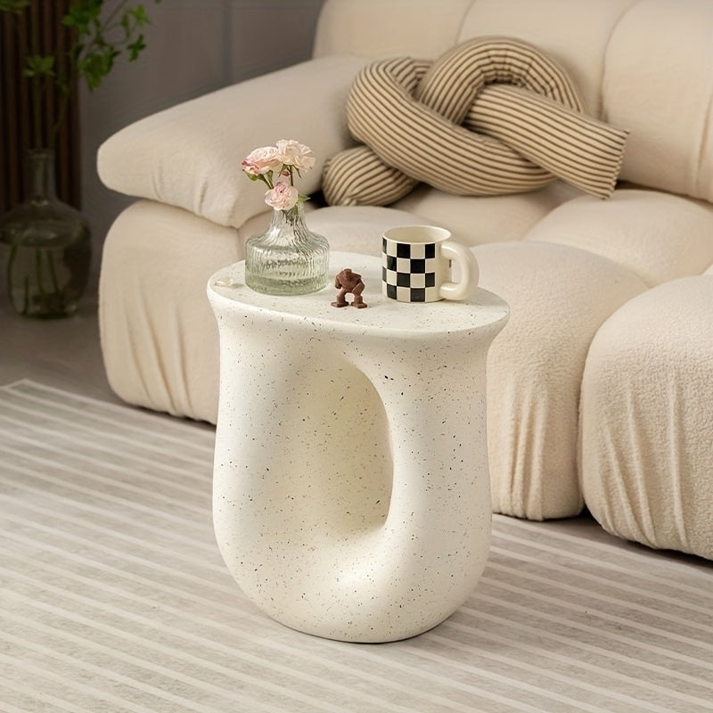Minimalist French Cream Bedside Table with Elegant Edges for Bedroom or Living Room