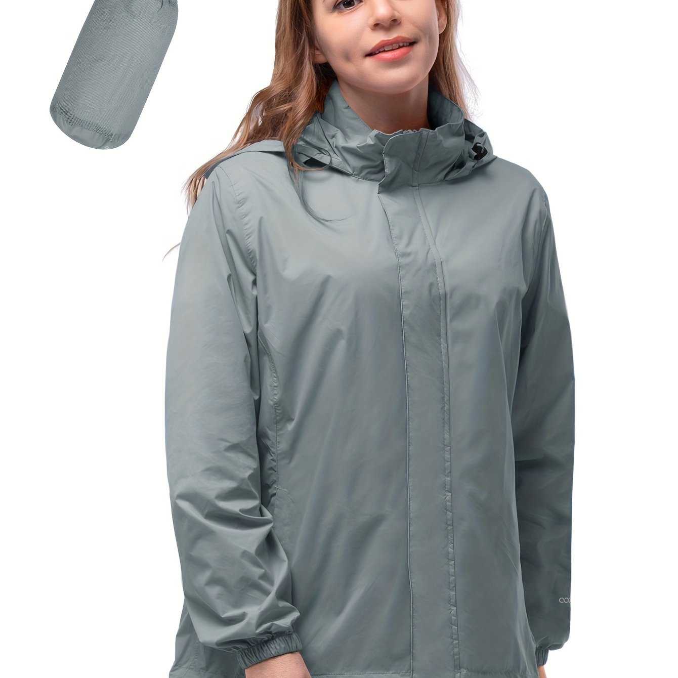 Women's Packable Windbreaker Jacket Lightweight Shell Coat with Hood for Outdoor Activities
