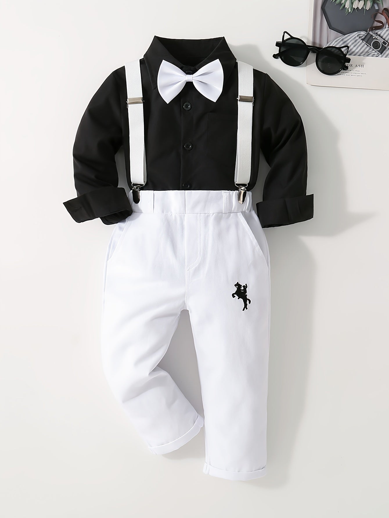 Boys Long Sleeve Dress Suit Set for Spring and Fall with Shirt Pants and Jacket