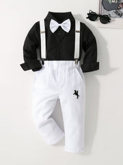 Boys Long Sleeve Dress Suit Set for Spring and Fall with Shirt Pants and Jacket