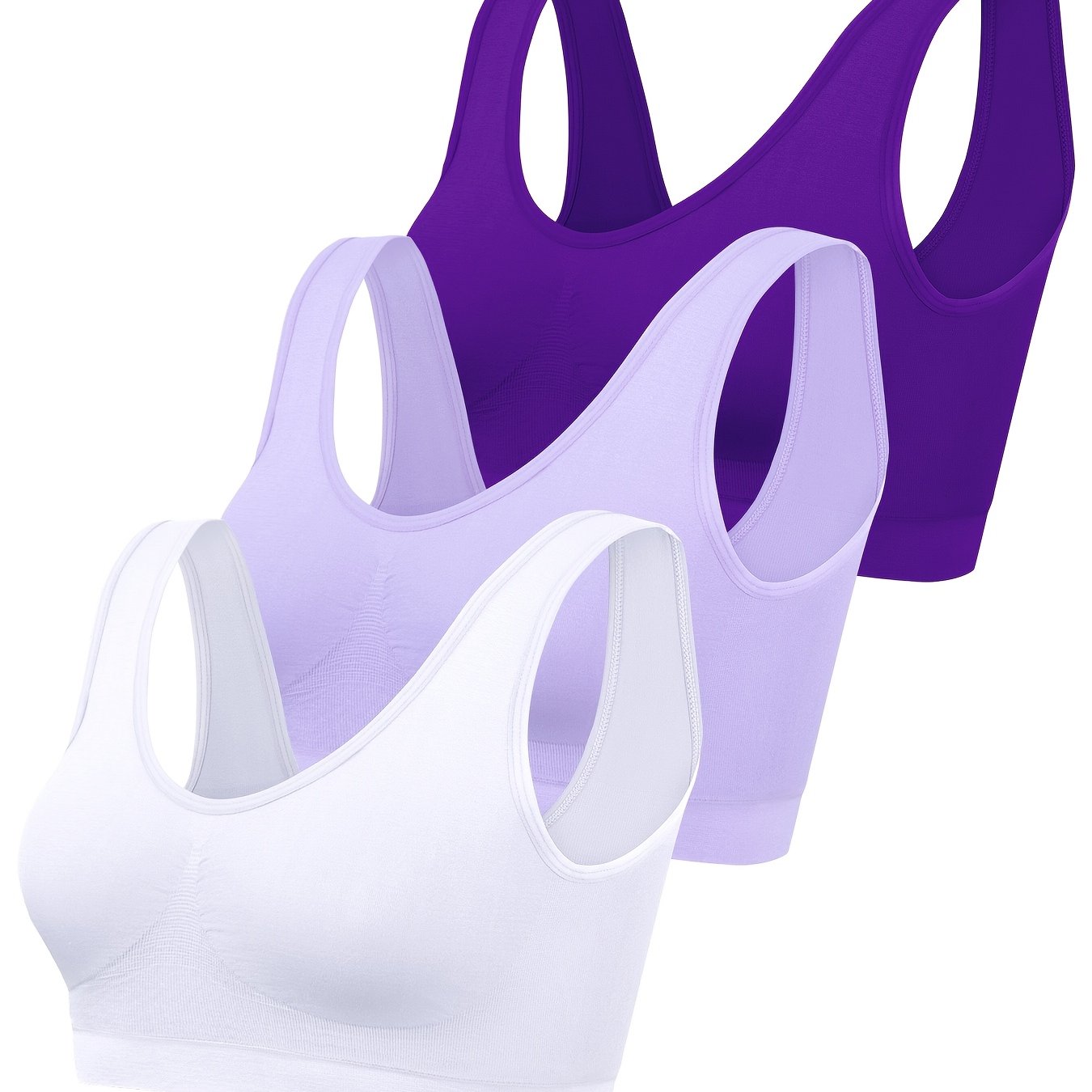 Women's Sports Bras 3 Pack Seamless High Support Crop Tops Without Padding
